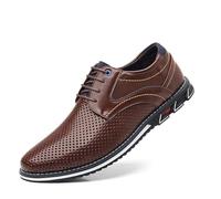 Dcbdx Respirant Affaires Léger Dressing Oxford pour Hommes Chaussure Mariage Chaussures habillées à Lacets,Marron,49 EU