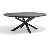 DCBGARDEN|3700286488529|Table de Jardin Ovale en Aluminium Anthracite avec rallonge Papillon