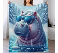 DCCCY Animal Hippopotame Couverture pour Enfants Adultes - Flannel, Couvertures Douce - Respirante, Hypoallergénique, pour Lit Ou Canapé 150×200cm
