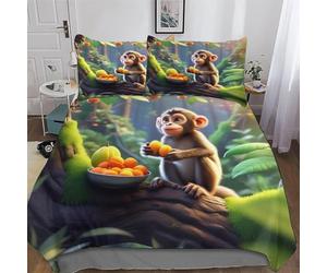 DCCCY Animal Singe Housse De Couette Parure De Lit avec Taie d'oreiller Doux Et Confortable Sets De Housse Couette en Microfibre Double (200x200cm)