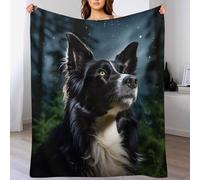 DCCCY Border Collie Flannel Couvertures De Canapé Housse De Chaise pour Canapé-Lit Chair, Couverture Chaude Et Confortable 180×200cm