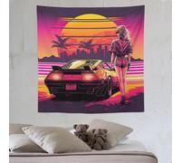 DCCCY Coucher de soleil néon Tapisseries Murales Suspendues, Décoration Artisteique Rectangulaire, Tissu Imprimé Pour Salon Et Chambre À Coucher Tenture 150×150cm