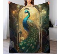 DCCCY Couverture Paon en Flannel Polaire Douce Chaude Facile À Manipuler pour Lit Canapé Chambre Balcon Bébé Feuteille 180×200cm