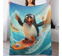 DCCCY Couverture Surf Pingouin pour Enfants Adulte Couvertures Flannel Douce Et Chaude pour Lit Canapé Et Travel, Lavable en Machine 130×150cm