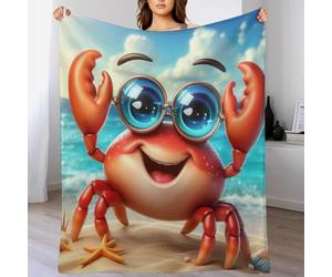 DCCCY Crabe Mignon Plaid Couverture Polaire, Couvertures Polair Flanneladaptée Aux Canapés Et Aux Lits - Chaud, Facile À Entretenir 130×150cm