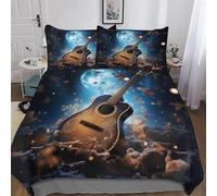 DCCCY Guitare Parure De Lit avec Housse De Couette Et Taies d'oreiller, 3 Pièces Ensemble Ultra Doux Microfibre Hypoallergénique Double (200x200cm)