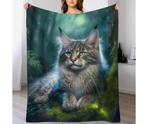 DCCCY Impression des Maine Coon Chat Couverture en Flannel Super Doux Non Rejet Couvertures Polaire en Peluche Ultra Luxueuse 140×180cm