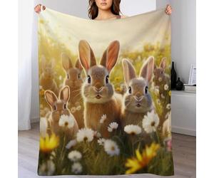 DCCCY Lapin Couverture Polaire,Plaid Couvertures en Flannel en Lit Douce Et Confortable,Jeté De Canapé Résistantes 130×180cm