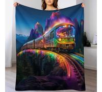 DCCCY Rainbow Train Couverture en Flannel Douce Chaude, Lavable en Machine, Couvertures pour Canapé Ou Lit. 130×180cm