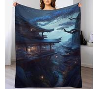 DCCCY Style Japonais Couverture Polaire,Plaid Couvertures en Flannel en Lit Douce Et Confortable,Jeté De Canapé Résistantes 140×180cm