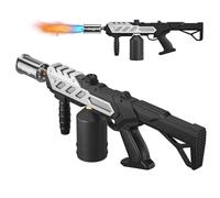 Dceefff Pistolet torche au propane, amovible et réglable, 1800 ℃ très résistant pour barbecue, steak, feu de camp, fonte et soudure de glace, argenté (réservoir non inclus)