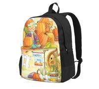 DCEHGEW Beau sac à dos de voyage léger pour ordinateur portable imprimé cacatoès oiseau fleur sac à dos d'école pour la randonnée et l'utilisation décontractée, Ferme de tournesols et citrouilles, One