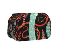 DCEHGEW Belle trousse à crayons à rabat avec motif Tour Eiffel Paris - Sac de rangement élégant - Double couche - Grande capacité - Pour l'école, le bureau, les voyages, Serpent et fleur., Taille