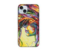 DCEHGEW Colorful Dream Girl Prints Coque de téléphone pour iPhone 15 Pro Max 6,7 pouces, coque de téléphone en TPU résistant aux chocs, prend en charge le chargement sans fil, sans protection