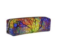 DCEHGEW Colorful Life Trees Trousse à crayons en cuir avec fermeture éclair dorée, doré, One Size, Cartable