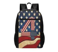 DCEHGEW Composition en rouge, jaune, bleu et noir imprimé sac à dos pour ordinateur portable - sac d'école léger pour sac à dos décontracté, sac à dos de randonnée, Drapeau patriotique du 4 juillet