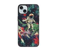 DCEHGEW Coque de téléphone amusante avec imprimé astronaute dinosaure fusée pour iPhone 15 6,1", coque de téléphone antichoc en TPU, prend en charge le chargement sans fil, avec protection d'objectif