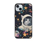 DCEHGEW Coque de téléphone amusante avec imprimé chat astronaute pour iPhone 15 6,1", coque de téléphone en TPU résistant aux chocs, prend en charge le chargement sans fil, avec protection d'objectif