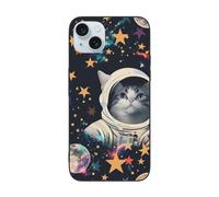 DCEHGEW Coque de téléphone amusante avec imprimé chat astronaute pour iPhone 15 6,1", coque de téléphone en TPU résistant aux chocs, prend en charge le chargement sans fil, sans protection d'objectif