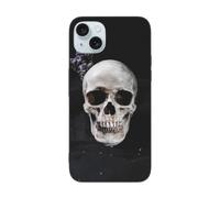 DCEHGEW Coque de téléphone avec imprimé tête de mort fleurs séchées pour iPhone 15 6,1", coque de téléphone antichoc en TPU, prend en charge le chargement sans fil, sans protection d'objectif