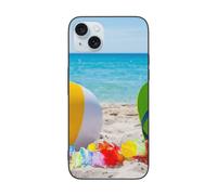 DCEHGEW Coque de téléphone colorée avec imprimé de ballons de plage pour iPhone 15 6,1", coque de téléphone antichoc en TPU, prend en charge le chargement sans fil, sans protection d'objectif