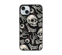 DCEHGEW Coque de téléphone imprimée tête de mort et globe oculaire pour iPhone 15 6,1", coque de téléphone antichoc en TPU, prend en charge le chargement sans fil, avec protection d'objectif