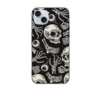 DCEHGEW Coque de téléphone imprimée tête de mort et globe oculaire pour iPhone 15 Pro Max 6,7 pouces, coque de téléphone en TPU résistant aux chocs, prend en charge le chargement sans fil, sans