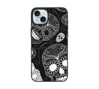 DCEHGEW Coque de téléphone imprimée tête de mort pour iPhone 15 6,1", coque de téléphone antichoc en TPU, prend en charge le chargement sans fil, avec protection d'objectif