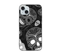 DCEHGEW Coque de téléphone imprimée tête de mort pour iPhone 15 Pro Max 6,7 pouces, coque de téléphone antichoc en TPU, prend en charge le chargement sans fil, sans protection d'objectif
