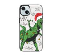 DCEHGEW Coque de téléphone mignonne avec imprimé dinosaure avec chapeau de Père Noël pour iPhone 15 6,1", coque de téléphone antichoc en TPU, prend en charge le chargement sans fil, avec protection