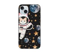 DCEHGEW Coque de téléphone motif chat mignon astronaute pour iPhone 15 6,1", coque de téléphone antichoc en TPU, prend en charge le chargement sans fil, sans protection d'objectif