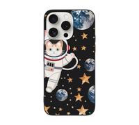 DCEHGEW Coque de téléphone motif chat mignon astronaute pour iPhone 15 Pro 6,1", coque de téléphone en TPU résistant aux chocs, prend en charge le chargement sans fil, sans protection d'objectif