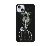DCEHGEW Coque de téléphone motif tête de mort noire pour iPhone 15 Pro Max 6,7", coque de téléphone antichoc en TPU, prend en charge le chargement sans fil, avec protection d'objectif