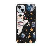 DCEHGEW Coque de téléphone pour iPhone 15 6,1", motif chat mignon astronaute, coque de téléphone antichoc en TPU, prend en charge le chargement sans fil, avec protection d'objectif