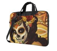 DCEHGEW Day Of The Dead Sugar Horror Skull Face Art Sac pour ordinateur portable avec triple couche de protection antichoc Sac à bandoulière pour homme et femme, Noir , 13 inch
