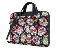 DCEHGEW Dead Sugar Horror Sac à bandoulière pour ordinateur portable Motif crâne triple couche Protection antichoc pour homme et femme, Noir , 13 inch
