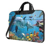 DCEHGEW Dolphin Looking at You Sac à bandoulière pour ordinateur portable avec triple couche de protection antichoc pour homme et femme, Noir , 13 inch