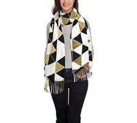 DCEHGEW Foulard classique noir et blanc imitation cachemire à gros pois pour homme et femme, Triangles tendance et modernes - Noir et blanc - Doré, taille unique