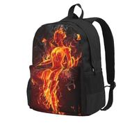 DCEHGEW Girl On A Windy Beach Sac à dos de voyage imprimé pour ordinateur portable, sac d'école léger pour la randonnée et une utilisation décontractée, Fire Nude Woman Flame, One Size, Sac à dos de