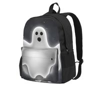 DCEHGEW Joli sac à dos de voyage pour ordinateur portable imprimé carlin 1, sac d'école léger pour la randonnée et une utilisation décontractée, Noir et fantôme d'Halloween, Taille unique, Sac à dos