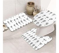 DCEHGEW Lot de 3 tapis de bain imprimés en langue des signes de l'alphabet, antidérapant, tapis de sol, tapis de sol, tapis de salle de bain, tapis de contour en forme de U, tapis de salle de bain