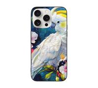 DCEHGEW Magnifique coque de téléphone avec imprimé cacatoès et fleur pour iPhone 15 Pro Max 6,7", coque de téléphone en TPU résistant aux chocs, prend en charge le chargement sans fil, sans protection