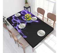 DCEHGEW Nappe rectangulaire élastique ajustée pour tables de 1,2 m, beau papillon violet imprimé, tissu résistant à l'huile et lavable, nappe de table de pique-nique