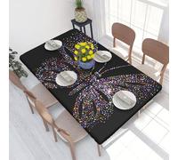 DCEHGEW Nappe rectangulaire élastique ajustée pour tables de 1,2 m, motif papillon en strass, tissu résistant à l'huile et lavable, nappe de table de pique-nique