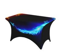 DCEHGEW Nappe rectangulaire en élasthanne de 1,2 m, motif dragons de feu et de glace, nappe élastique lavable pour événement, mariage, banquet et fête