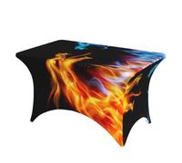 DCEHGEW Nappe rectangulaire en élasthanne, motif dragons de glace et de feu, nappe élastique lavable pour événement, mariage, banquet et fête