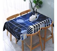 DCEHGEW Nappe rectangulaire imprimée microphone avec notes de musique - 137 x 183 cm - En tissu imperméable - Pour table à manger - Style rustique - Pour cuisine, salle à manger - Décoration
