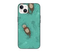 DCEHGEW Otters in Love Prints Coque de téléphone pour iPhone 14 6,1", coque de téléphone antichoc en TPU, protection intégrale du corps, blanc