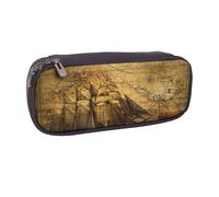 DCEHGEW Petoskey Trousse à crayons en cuir synthétique avec fermeture éclair sur le dessus pour l'école, le bureau, les voyages, cadeau personnalisé, Thème nautique pirate, One Size, Cartable