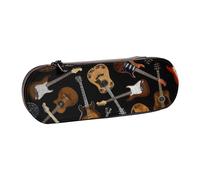 DCEHGEW Planet Prints Trousse à crayons en cuir avec emplacements pour stylos, coque rigide élégante pour l'école, le bureau, les voyages, cadeau pour étudiants, hommes et femmes, Guitares, One Size